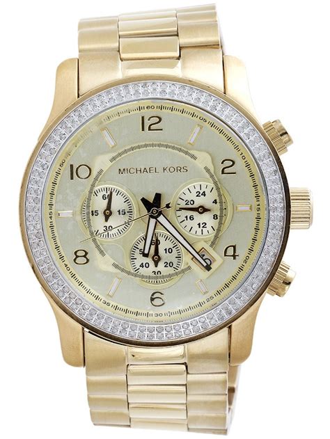 michael kors gold pendant diamonds|watch with diamonds around face.